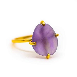 Edelstein Amethyst Ring 925 Silber Vergoldet "Wahrnehmung"