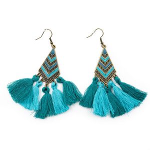 Boho Ohrringe Blaue Quasten