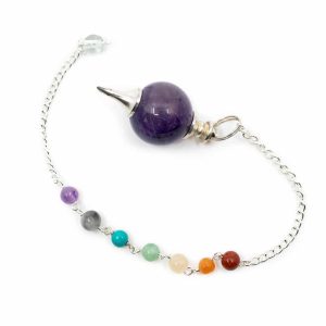 Pendel Edelstein Amethyst Kugel mit Chakrakette