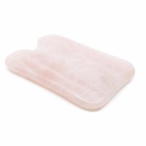 Gua Sha Schaber Rosenquarz Rechteck (75 mm)