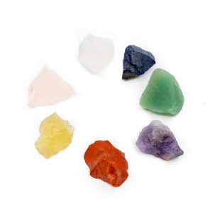 7 Chakra-Rohsteine mit Geschenktasche