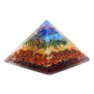 Orgonit-Pyramide 7 Chakra mit Kupferspirale (40 mm)