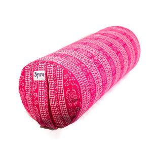 Yoga Bolster Rosa Rund Baumwolle - Blockdruck - 59 x 21,5 cm