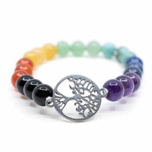 Edelstein Armband 7 Chakra mit Lebensbaum