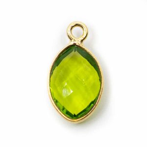 Geburtsstein-Anhänger August Peridot 925 Silber Vergoldet (12 mm)