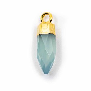 Edelstein-Anhänger Spitze Aqua-Chalcedon (12 mm)