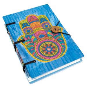 Handgemachtes Notizbuch Hamsa Hand Bunt (18 x 13 cm)