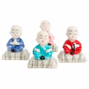 Happy Buddha Statue Lotus Pose - 4er Set - ca. 7 cm