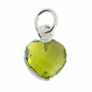 Edelstein-Anhänger Peridot Herz - versilbert - 10 mm