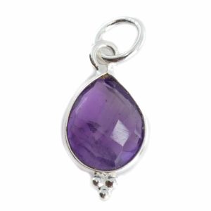 Geburtsstein-Anhänger Februar Amethyst 925 Silber - 10 mm