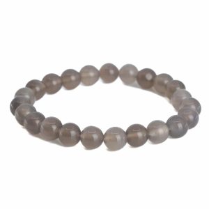 Edelstein-Armband Grauer Achat - 8 mm