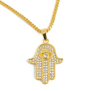 Amulett Goldfarbene Hamsa Hand (35 mm)