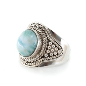 Edelstein-Ring Larimar 925 Silber "Jehna" (Größe 17)