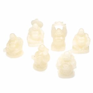 Happy Buddha Statue Polyresin Weiß - 6er Set - ca. 5 cm