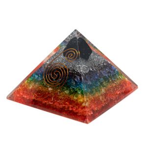 Orgonit-Pyramide 7 Chakra - roher schwarzer Turmalin (90 mm)