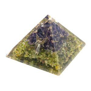 Orgonit-Pyramide Peridot/Amethyst - Engel Raphael - (70 mm)