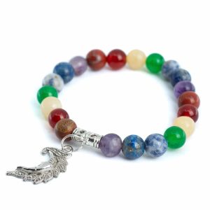 Edelstein-Armband 7 Chakra mit Mond-Charme - 8 mm