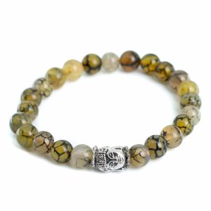 Edelsteinarmband Achat 'Drachenadern' mit Buddha