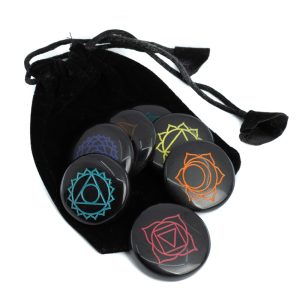 Chakra Edelsteine Schwarzer Achat im Etui - 7er Set