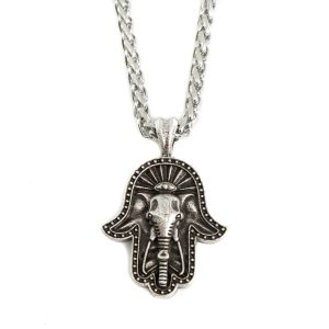 Talisman Ganesha Hamsa Hand silberfarbig - 30 mm