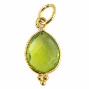 Geburtsstein-Anhänger August Peridot 925 Silber vergoldet - 10 mm