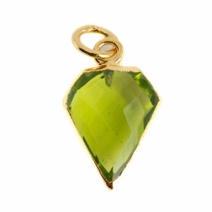 Edelstein-Anhänger Peridot Diamantform - vergoldet - 15 x 12 mm