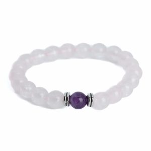 Edelsteinarmband Rosenquarz mit Amethyst - 8 mm