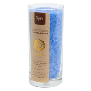 Fair Trade Hals Chakra (5.) Stearin Kerze im Glas - Blau (60 Brennstunden)