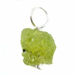 Roher Edelstein-Anhänger Peridot 925 Silber (8 - 12 mm)