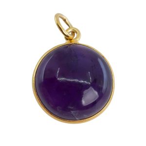 Edelstein-Anhänger rund - Amethyst - 925 Silber und vergoldet (15 mm)