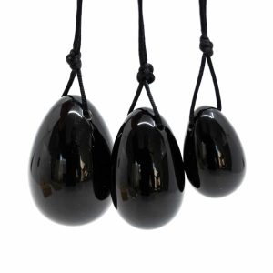 Yoni-Ei-Set Obsidian - 3er-Set