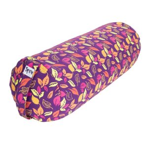 Yoga Bolster Lila rund Baumwolle - Blumenmuster - 59 x 21,5 cm