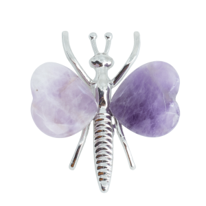 Edelstein Amethyst Schmetterling - Silber und Herzen (ca. 4,5 x 4 cm)