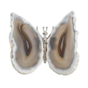 Edelstein Grauer Achat Schmetterling - Silber (ca. 7 x 5 cm)