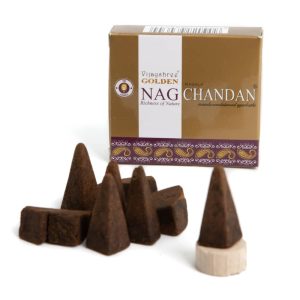 Goldene Nag Chandan Räucherkegel (1 Schachtel)