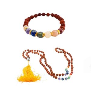 7 Chakra Rudraksha Mala und Armband Set - Bündel