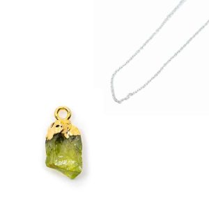 Geburtsstein-Anhänger August Peridot mit Silberkette – Set