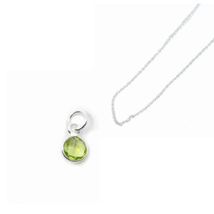 Geburtsstein-Anhänger August Peridot (6 mm) mit Silberkette – Bündel