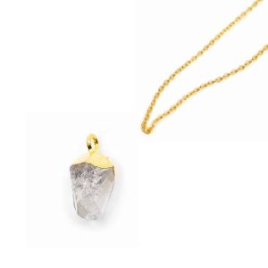 Geburtsstein Anhänger April Herkimer Diamant mit Goldfarbener Kette – Bündel